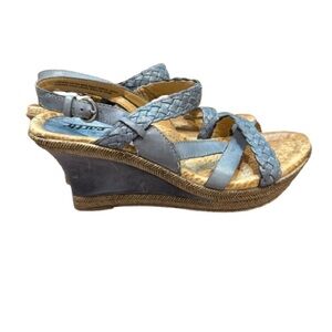 Earth Vista Leather Braided Strappy Sandals Moroccan Blue Size 8B Comfort